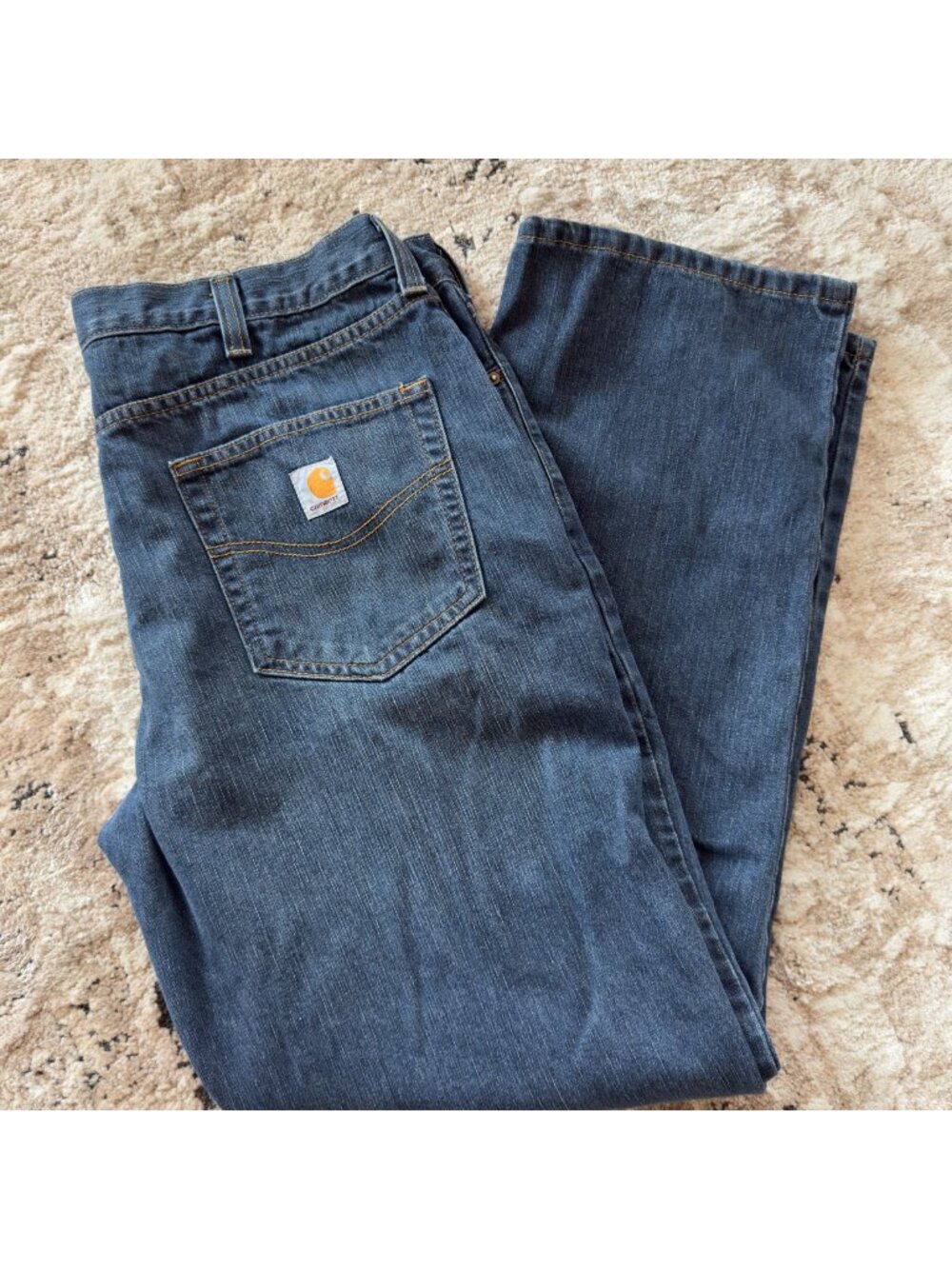 Carhartt Jeans Men's 38X32 Relaxed Blue Jeans Straight Leg #101483-968 Workwear